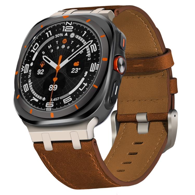 Crazy Horse Leather Watch Band, For Samsung Galaxy Watch Ultra 47mm / Ultra 2025