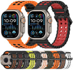 Ocean Double-row Hole Two-color Silicone Watch Band, For Apple Watch 46mm / 49mm / 45mm / 44mm