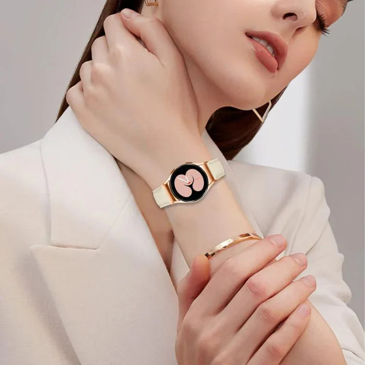 Lychee Texture Rose Gold Turtle Back Buckle Leather Watch Band, For Samsung Galaxy Watch 7 40 / 44mm