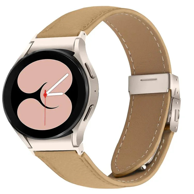 Quick Release Lychee Texture Starlight Turtle Back Buckle Leather Watch Band, For Samsung Galaxy Watch 7 40 / 44mm