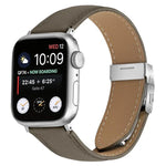 Lychee Texture Silver Turtle Back Buckle Leather Watch Band, For Apple Watch 46mm / 49mm / 45mm / 44mm, For Apple Watch 42mm / 41mm / 40mm / 38mm