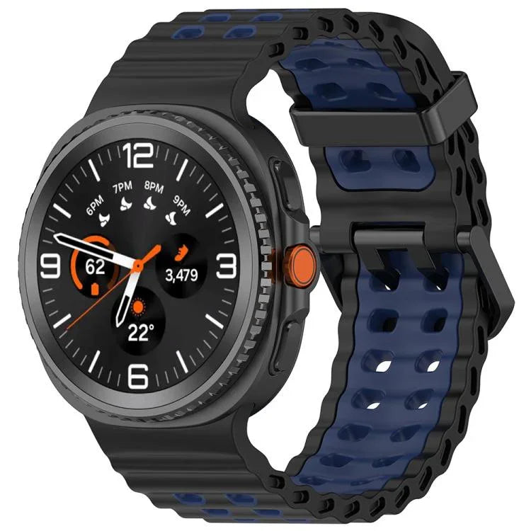Marine Dual Buckle Two Color Silicone Watch Band, For Samsung Galaxy Watch8 / Watch8 Classic