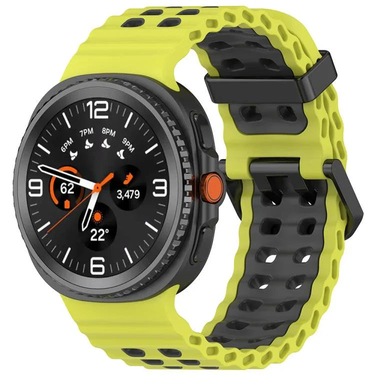 Marine Dual Buckle Two Color Silicone Watch Band, For Samsung Galaxy Watch8 / Watch8 Classic