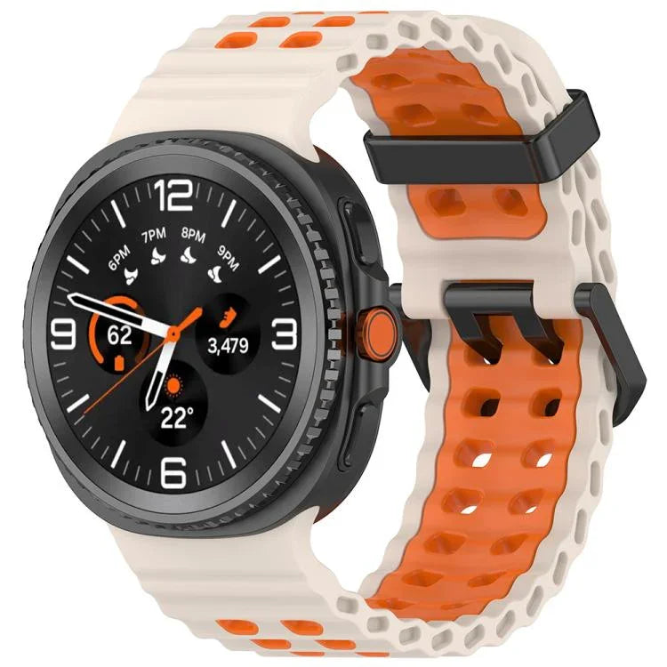 Marine Dual Buckle Two Color Silicone Watch Band, For Samsung Galaxy Watch8 / Watch8 Classic