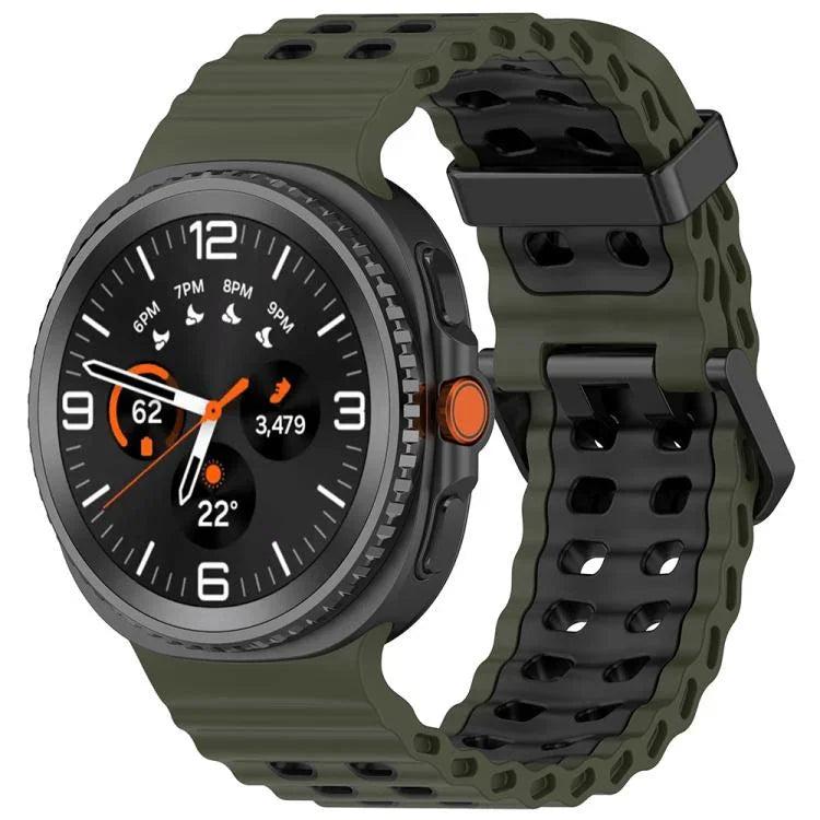 Marine Dual Buckle Two Color Silicone Watch Band, For Samsung Galaxy Watch8 / Watch8 Classic