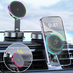 K3 With Colorful Light Rotating Magnetic Car Wireless Charging Vacuum Sucker Phone Stand, K3