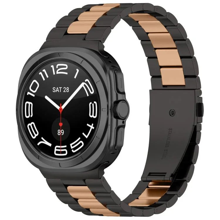 Three Beads Stainless Steel Watch Band with Removal Tool, For Samsung Galaxy Watch Ultra 47mm / Ultra 2025, For Samsung Galaxy Watch8 / Watch8 Classic