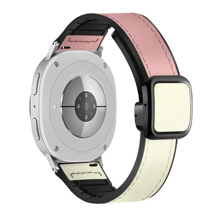Square Magnetic Buckle Leather Skin Silicone Watch Band, For Samsung Galaxy Watch8 / Watch8 Classic