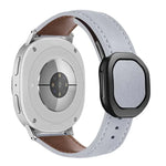 Magnetic Fold Genuine Buckle Leather Watch Band, For Samsung Galaxy Watch8 / Watch8 Classic