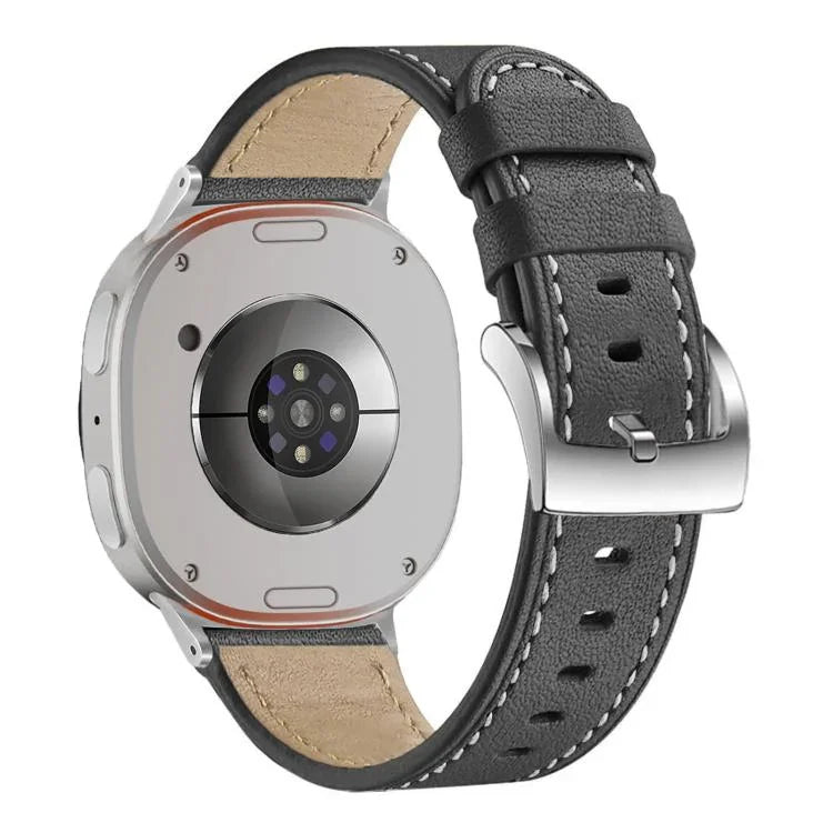 Round Tail Square Buckle Leather Watch Band, For Samsung Galaxy Watch8 / Watch8 Classic
