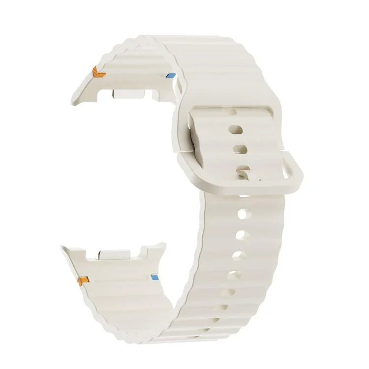 Rhombic Texture Bezel and Wavy Grain Stitched Color Buckle Silicone Watch Band, For Samsung Galaxy Watch8 44mm, For Samsung Galaxy Watch8 40mm