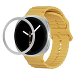 Rhombic Texture Bezel and Wavy Grain Stitched Color Buckle Silicone Watch Band, For Samsung Galaxy Watch8 44mm, For Samsung Galaxy Watch8 40mm