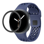 Rhombic Texture Bezel and Black Reverse Buckle Silicone Watch Band, For Samsung Galaxy Watch8 44mm, For Samsung Galaxy Watch8 40mm