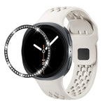 Diamond Bezel and Black Reverse Buckle Silicone Watch Band, For Samsung Galaxy Watch8 44mm, For Samsung Galaxy Watch8 40mm