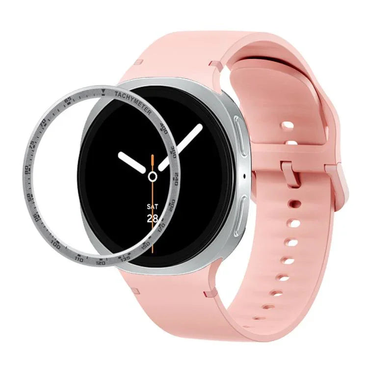 Speed Bezel and Solid Color Stitched Silicone Watch Band, For Samsung Galaxy Watch8 44mm, For Samsung Galaxy Watch8 40mm