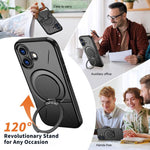 Kalebol Magnetic MagSafe Rotation Holder PC Phone Case, For iPhone 16 Plus, For iPhone 16, For iPhone 15 Pro Max, For iPhone 15 Pro, For iPhone 15, For iPhone 14