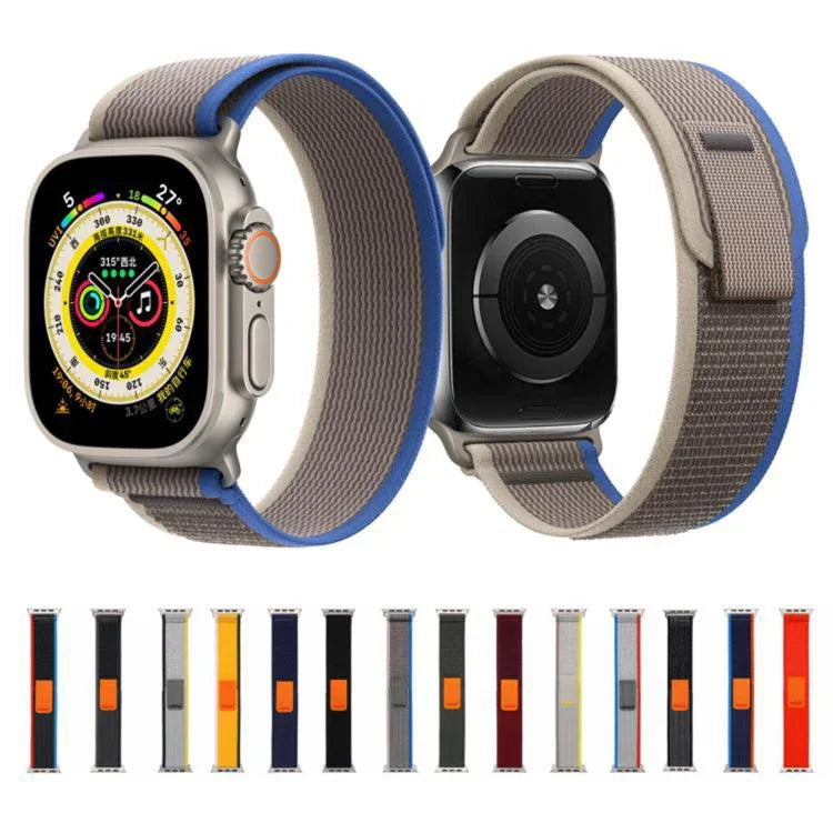 Wild Path Loop Nylon Watch Band with 3D Curved Film, For Apple Watch Series 9 / 8 / 7 41mm, For Apple Watch 3 / 2 / 1 38mm, For Apple Watch 3 / 2 / 1 42mm