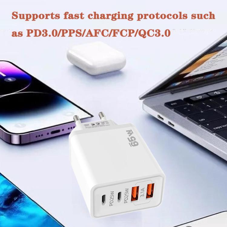 TE-PD44 Dual USB-A Dual Type-C 4-port Mobile Phone Charger, EU Plug, US Plug