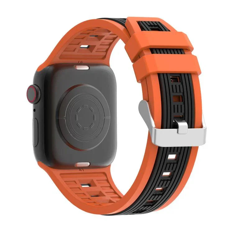 Two-Tone Vertical Stripe Silicone Watch Band, For Apple Watch 46mm / 49mm / 45mm / 44mm, For Apple Watch 42mm / 41mm / 40mm / 38mm