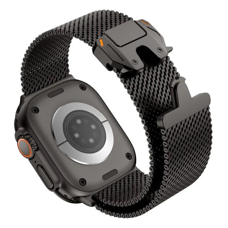 Metal Clasp Coarse Mesh Milan Stainless Steel Watch Band, For Apple Watch 46mm / 49mm / 45mm / 44mm