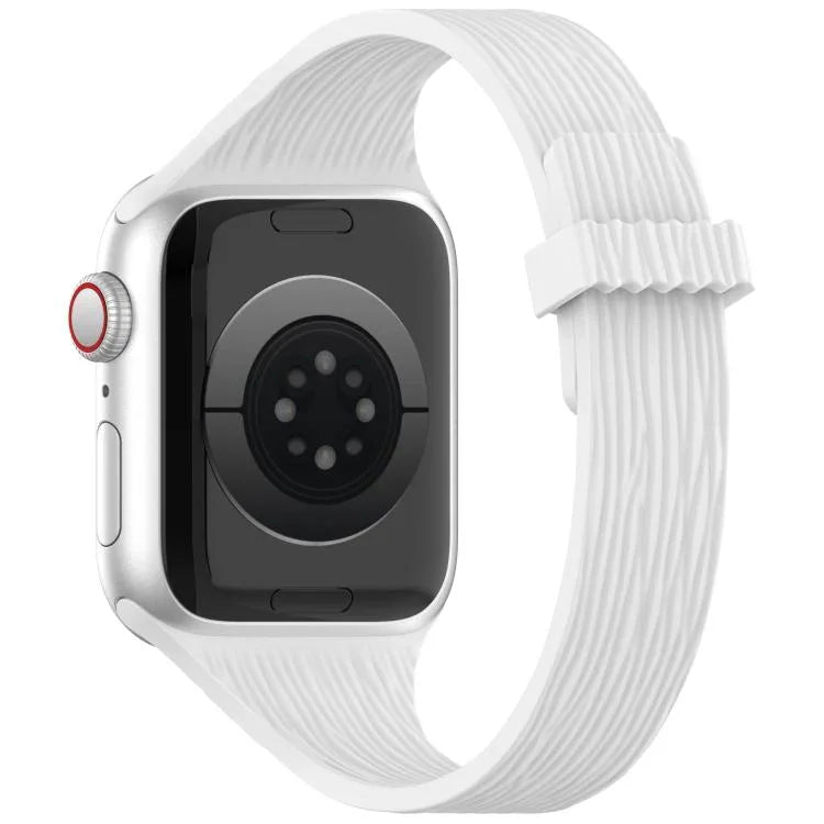 Water Wood Grain Small Waist Magnetic Silicone Watch Band, For Apple Watch 46mm / 49mm / 45mm / 44mm, For Apple Watch 42mm / 41mm / 40mm / 38mm