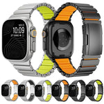 Turtle Buckle Dual-Color Titanium Metal Silicone Watch Band, For Apple Watch 46mm/ 49mm / 45mm / 44mm