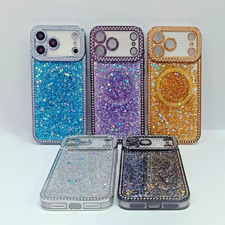 Diamond Sequins Glitter MagSafe Electroplating Phone Case, For iPhone 13