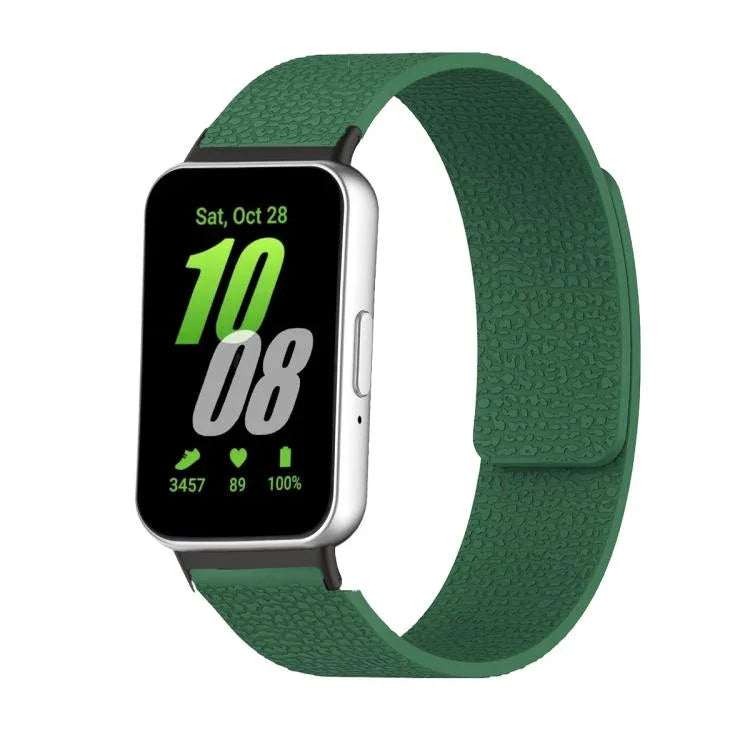 Lychee Texture Soft Magnetic Silicone Watch Band, For Samsung Galaxy Fit3
