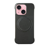 Frameless Leather-Skin PC MagSafe Holder Phone Case, For iPhone 16 Plus, For iPhone 16, For iPhone 15 Pro Max, For iPhone 15 Pro, For iPhone 15 Plus, For iPhone 15
