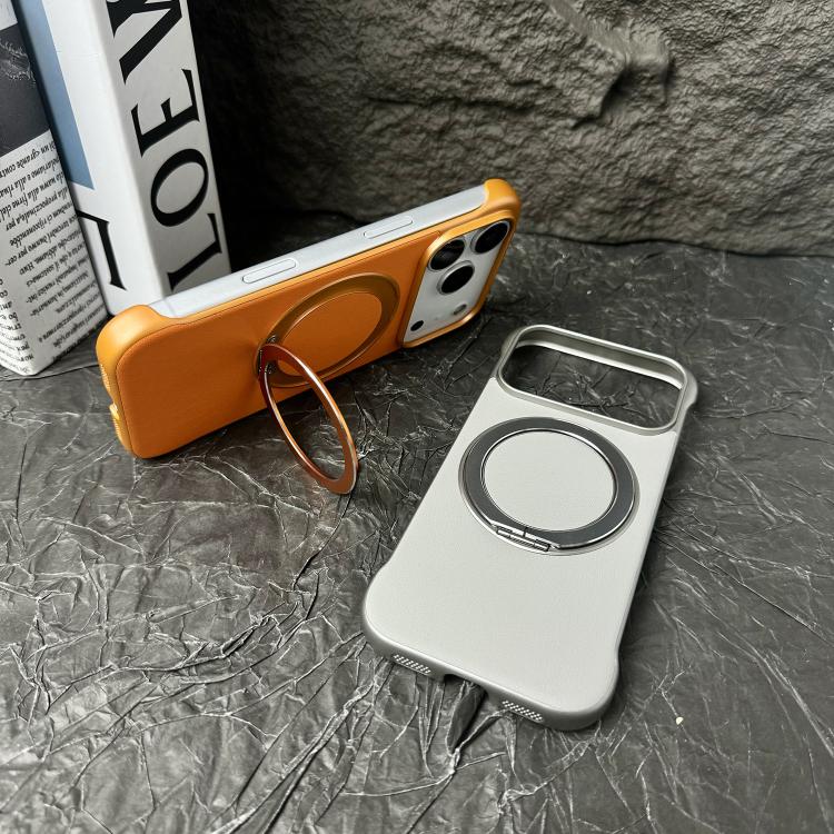 Frameless Leather-Skin PC MagSafe Holder Phone Case, For iPhone 17 Pro Max, For iPhone 17 Pro, For iPhone 17, For iPhone Air, For iPhone 16 Pro Max, For iPhone 16 Pro