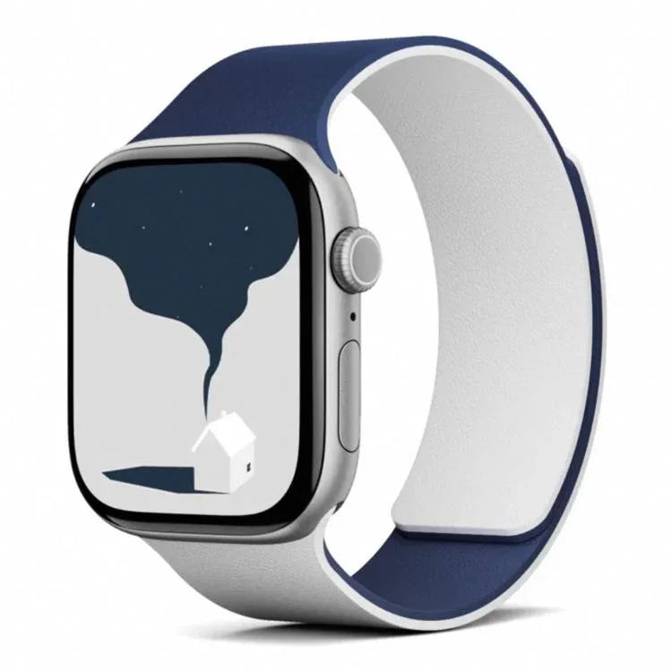 Two-tone Lychee-textured Magnetic Silicone Watch Band, For Apple Watch 46mm / 49mm / 45mm / 44mm, For Apple Watch 42mm / 41mm / 40mm / 38mm