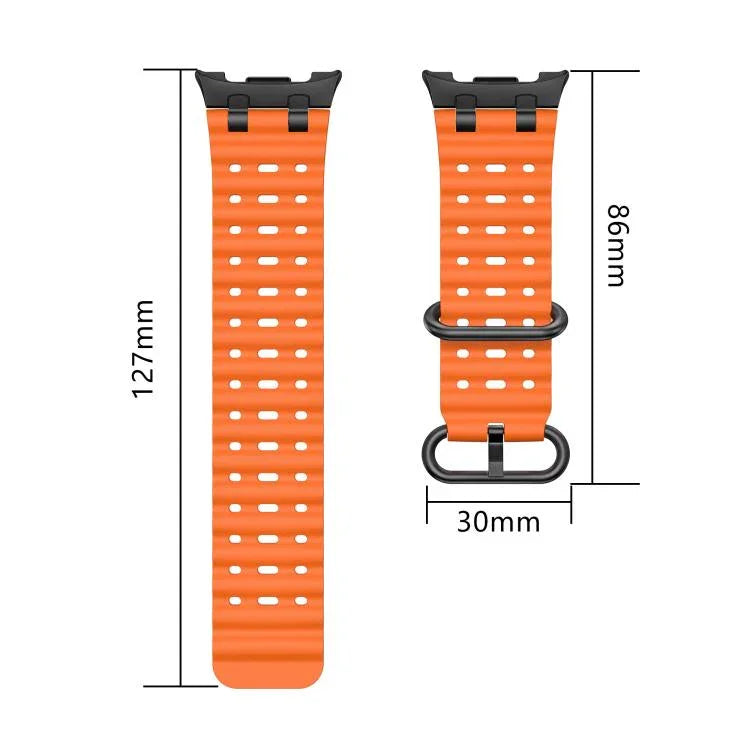 Ocean Breathable Holes Black Ring Buckle Silicone Watch Band, For Samsung Galaxy Watch8 / Watch8 Classic
