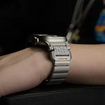 Hammer Pattern Butterfly Buckle Stainless Steel Head One Bead Titanium Alloy Watch Band, For Apple Watch 46mm / 49mm / 45mm / 44mm