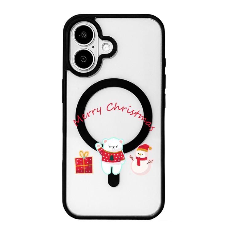 Christmas Series Strong Magnetic Painted Black Edge Phone Case, For iPhone 16 Pro Max, For iPhone 16 Pro, For iPhone 16