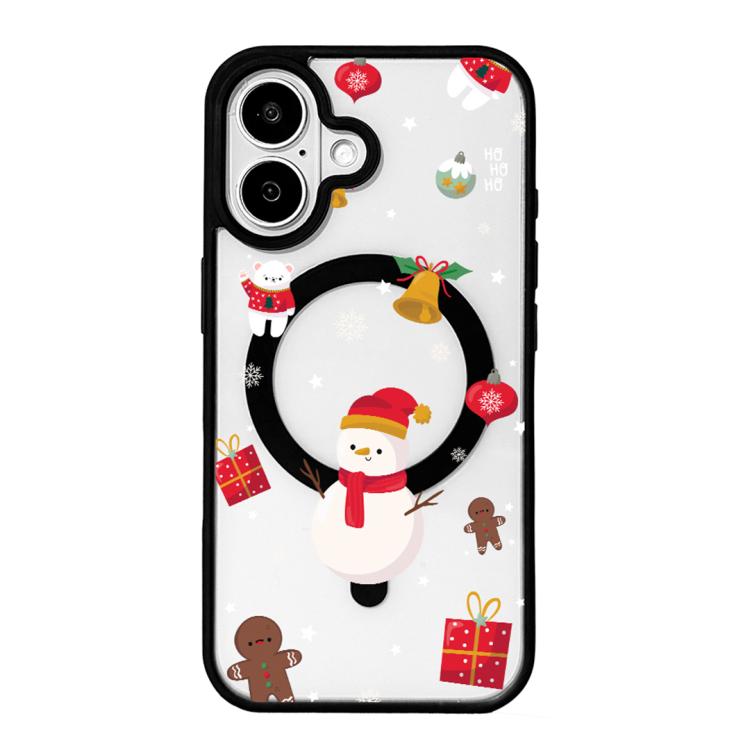 Christmas Series Strong Magnetic Painted Black Edge Phone Case, For iPhone 16 Pro Max, For iPhone 16 Pro, For iPhone 16