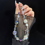 Chic Alloy Bow Accent Gold Foil Pearl Crystal Chain