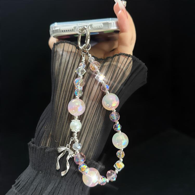Chic Alloy Bow Accent Gold Foil Pearl Crystal Chain