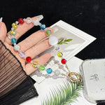 Whimsical Bow Colorful Bead Crystal Phone Chain, Photochromic Bead Style, Double Bow Style