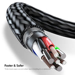ENKAY 3-in-1 120W USB to 8 Pin / Type-C / Micro USB Nylon Braided Fast Charging Cable, Length: 1.2m, ENK-CB184