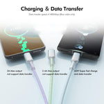 ENKAY 120W USB to Dual Type-C ＆ 8 Pin Nylon Braided Fast Charging Cable, Length: 1.2m, ENK-CB185