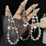 Alloy Butterfly Tassel Phone Charm, Pink, Green, Purple, Red, Orange