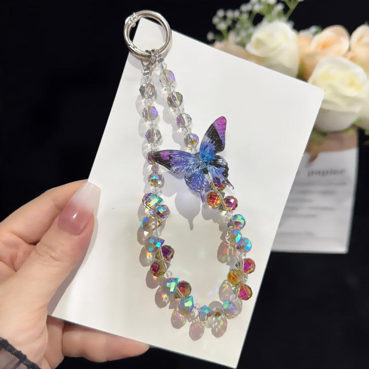 Three-Dimensional Butterfly Crystal Necklace, Pink, Blue