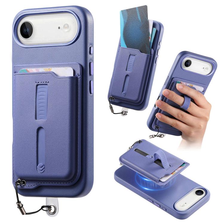 Detachable Magnetic Card Bag Phone Case with Finger Ring Grip & Anti-loss Rope, For iPhone 17e / 16e, For iPhone 17 Pro Max, For iPhone 17 Pro, For iPhone 17, For iPhone Air, For iPhone 16 Plus