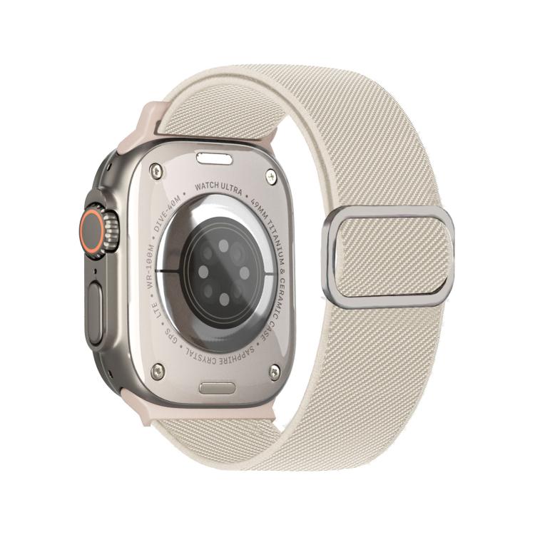 Diagonal Striped D-ring Buckle Nylon Elastic Watch Band, For Apple Watch 46mm / 49mm / 45mm / 44mm, For Apple Watch 42mm / 41mm / 40mm / 38mm