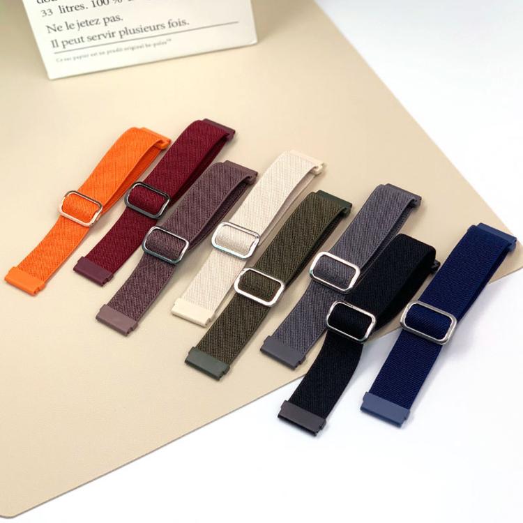 Diagonal Striped D-ring Buckle Nylon Elastic Watch Band, For Apple Watch 46mm / 49mm / 45mm / 44mm, For Apple Watch 42mm / 41mm / 40mm / 38mm