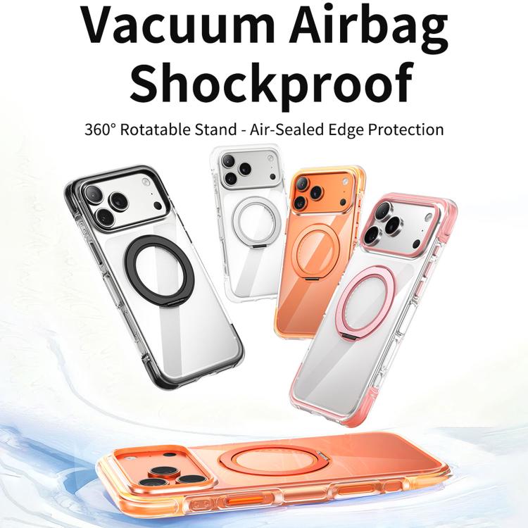 Vacuum-Sealed Transparent Airbag Magnetic Rotation Holder Acrylic Phone Case, For iPhone 17 Pro Max, For iPhone 17 Pro, For iPhone 17