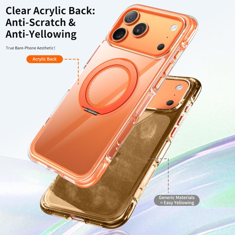 Vacuum-Sealed Transparent Airbag Magnetic Rotation Holder Acrylic Phone Case, For iPhone 17 Pro Max, For iPhone 17 Pro, For iPhone 17