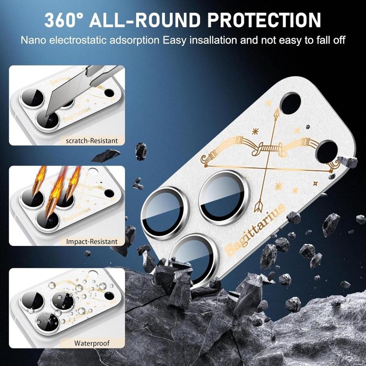For iPhone 17 Pro Twelve Constellations Armor Integrated Full-Coverage Frosted Metal Camera Lens Film, Scorpio, Libra, Aquarius, Gemini, Pisces, Leo, Sagittarius, Capricorn, Cancer, Taurus, Virgo, Aries