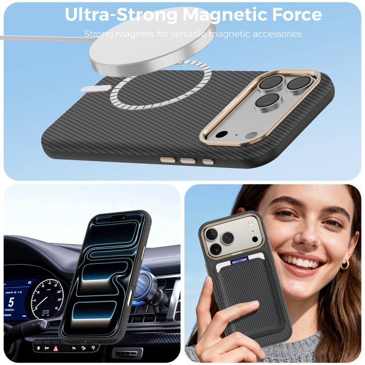 Mocome Kevlar Carbon Fiber Texture Magnetic Shockproof Phone Case, For iPhone 17 Pro Max