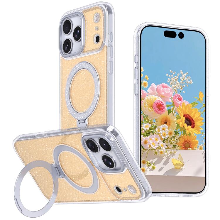 Starry Glitter Magnetic Holder Phone Case, For iPhone 17 Pro Max, For iPhone 17 Pro, For iPhone 17